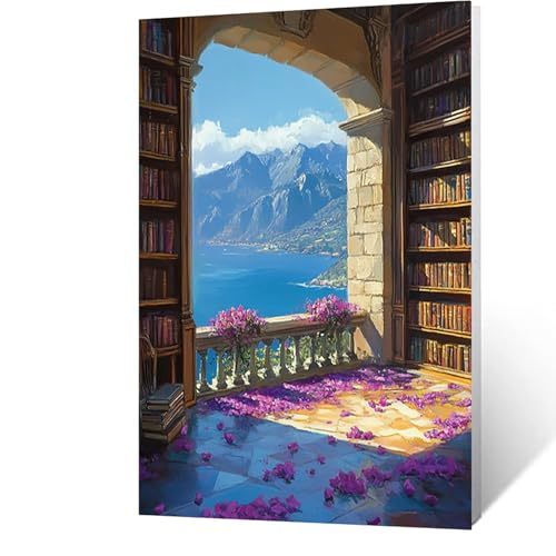 Diamond Painting Erwachsene Meerblick Diamant Painting Bilder Buch, 5D Malen Nach Zahlen Erwachsene mit Diamond, Runden Strasssteine Stickerei Embroidery kit, Wanddeko Wohnzimmer 50 x 70cm Model-524 von FANLIGZU