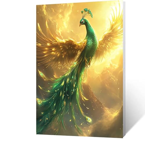 Diamond Painting Erwachsene Pfau, 5D Volldiamant Malen Nach Zahlen Landschaft mit Diamond Painting Zubehör, Runde Diamant Strasssteine Bastelset Erwachsene, für Zimmer Deko 40 x 55 cm Model-11853 von FANLIGZU