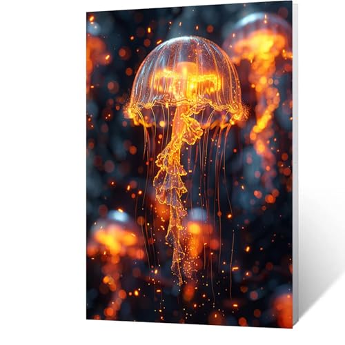 Diamond Painting Erwachsene Qualle, 5D Volldiamant Malen Nach Zahlen Tier mit Diamond Painting Zubehör, Runde Diamant Strasssteine Bastelset Erwachsene, DIY set für Deko Wohnzimmer 40x55CM Model-11913 von FANLIGZU
