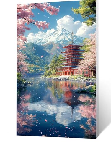 Diamond Painting Erwachsene Schneeberg, Volldiamant Malen Nach Zahlen Japanische Architektur mit Diamond Painting Zubehör 160x80CM, Diamant Strasssteine Bastelset Erwachsene, DIY Set Wanddeko FLZ-1738 von FANLIGZU