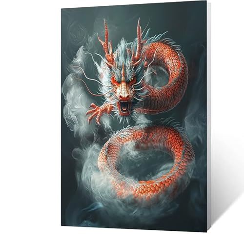 Diamond Painting Erwachsene Tier Diamant Painting Bilder Drachen, 5D Malen Nach Zahlen Erwachsene mit Diamond, Runden Strasssteine Stickerei Embroidery kit, Wanddeko Wohnzimmer 100 x 150cm Model-14770 von FANLIGZU