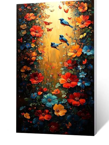 Diamond Painting Erwachsene Vogel, 5D Volldiamant Malen Nach Zahlen Blume mit Diamond Painting Zubehör 80x160 CM, Farbe Diamant Strasssteine Bastelset Erwachsene, DIY Set für Deko Wohnzimmer FLZ-2198 von FANLIGZU