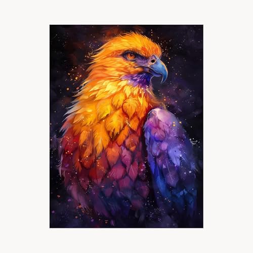 Malen Nach Zahlen Erwachsene, Malen Nach Zahlen Adler, DIY Set Erwachsene mit Acrylfarben Set Leinwand Bilder Tier 60 x 80 cm Pinselset, Paint by Numbers für Zimmer Deko Geschenke für Frauen FYH-6312 von FANLIGZU