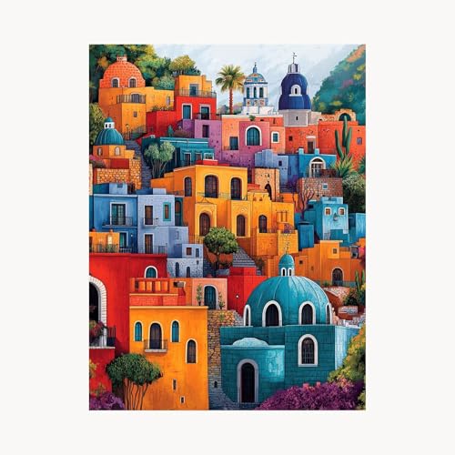 Malen Nach Zahlen Erwachsene, Malen Nach Zahlen Architektur, DIY Set Erwachsene mit Acrylfarben Set Leinwand Bilder Landschaft 60 x 80 cm Pinselset, Paint by Numbers, Geschenke für Frauen FYH-2286 von FANLIGZU