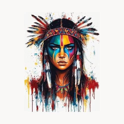 Malen Nach Zahlen Erwachsene, Malen Nach Zahlen Figurenkunst, DIY Set Erwachsene mit Acrylfarben Set Leinwand Bilder indisch 70x95 cm Pinselset, Paint by Numbers,Wanddeko Geschenke für Frauen FYH-7679 von FANLIGZU