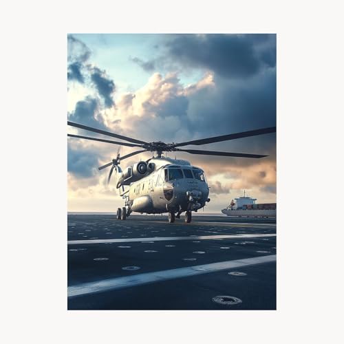 Malen Nach Zahlen Erwachsene, Malen Nach Zahlen Hubschrauber, DIY Set Erwachsene mit Acrylfarben Set Leinwand Bilder Boot 60x80 cm Pinselset, Paint by Numbers,Zimmer Deko Geschenke für Frauen FYH-8044 von FANLIGZU