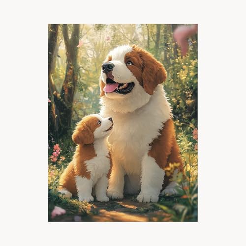 Malen Nach Zahlen Erwachsene, Malen Nach Zahlen Hund, DIY Set Erwachsene mit Acrylfarben Set Leinwand Bilder Tier 80 x 110 cm Pinselset, Paint by Numbers für Zimmer Deko Geschenke für Frauen FYH-6985 von FANLIGZU