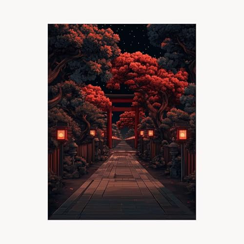 Malen Nach Zahlen Erwachsene, Malen Nach Zahlen Japan, DIY Set Erwachsene mit Acrylfarben Set Leinwand Bilder Baum 40 x 55 cm Pinselset, Paint by Numbers für Zimmer Deko Geschenke für Frauen FYH-6859 von FANLIGZU