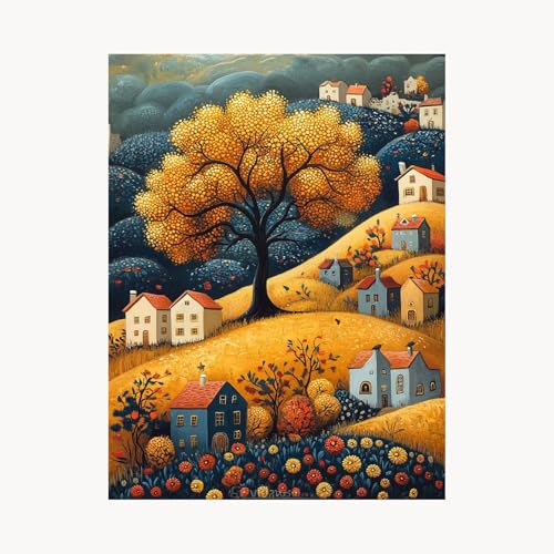 Malen Nach Zahlen Erwachsene, Malen Nach Zahlen Kleine Stadt, DIY Set Erwachsene mit Acrylfarben Set Leinwand Bilder Baum 50x70cm Pinselset, Paint by Numbers, Zimmer Deko Geschenke für Frauen FYH-1712 Malen Nach Zahlen Erwachsene, Malen Nach Zahlen Kleine Stadt, DIY Set Erwachsene mit Acrylfarben Set Leinwand Bilder Baum 50x70cm Pinselset, Paint by Numbers, Zimmer Deko Geschenke für Frauen FYH-1712 von FANLIGZU