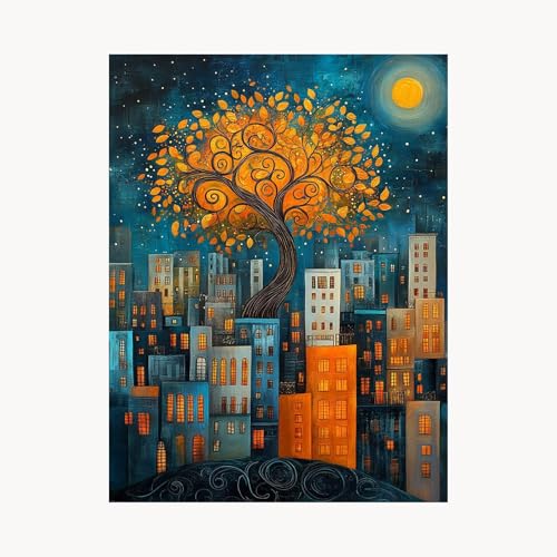 Malen Nach Zahlen Erwachsene, Malen Nach Zahlen Mond, DIY Set Erwachsene mit Acrylfarben Set Leinwand Bilder Stadt 40 x 55cm Pinselset, Paint by Numbers für Zimmer Deko Geschenke für Frauen FYH-1906 Malen Nach Zahlen Erwachsene, Malen Nach Zahlen Mond, DIY Set Erwachsene mit Acrylfarben Set Leinwand Bilder Stadt 40 x 55cm Pinselset, Paint by Numbers für Zimmer Deko Geschenke für Frauen FYH-1906 von FANLIGZU