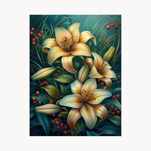 Malen Nach Zahlen Erwachsene, Malen Nach Zahlen PflanZen, DIY Set Erwachsene mit Acrylfarben Set Leinwand Bilder Blume 50 x 70cm Pinselset, Paint by Numbers, Zimmer Deko Geschenke für Frauen FYH-5933 von FANLIGZU
