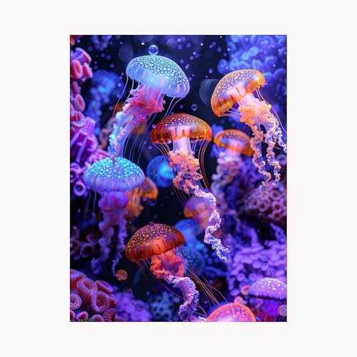 Malen Nach Zahlen Erwachsene, Malen Nach Zahlen Qualle, DIY Set Erwachsene mit Acrylfarben Set Leinwand Bilder Verträumt 30x40 cm Pinselset, Paint by Numbers, Zimmer Deko Geschenke für Frauen FYH-5967 von FANLIGZU