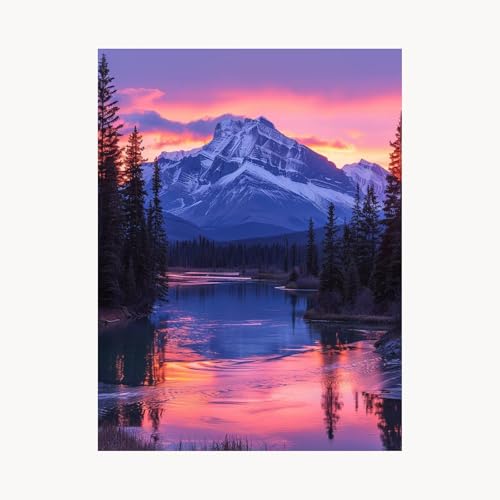 Malen Nach Zahlen Erwachsene, Malen Nach Zahlen Schneeberg, DIY Set Erwachsene mit Acrylfarben Set Leinwand Bilder See 40 x 55 cm Pinselset, Paint by Numbers, Zimmer Deko Geschenke für Frauen FYH-6554 von FANLIGZU