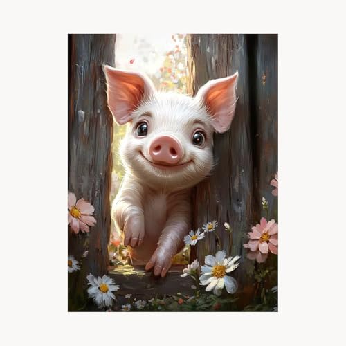 Malen Nach Zahlen Erwachsene, Malen Nach Zahlen Tier, DIY Set Erwachsene mit Acrylfarben Set Leinwand Bilder Schwein 40 x 55 cm Pinselset,Paint by Numbers für Zimmer Deko Geschenke für Frauen FYH-8201 von FANLIGZU
