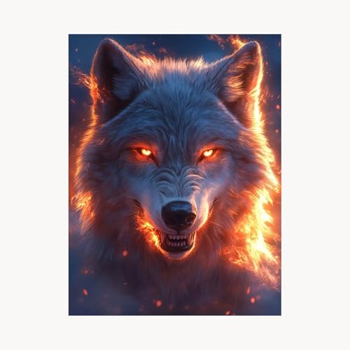Malen Nach Zahlen Erwachsene, Malen Nach Zahlen Tier, DIY Set Erwachsene mit Acrylfarben Set Leinwand Bilder Wolf 80x110 cm Pinselset,Paint by Numbers für Deko Wohnzimmer Geschenke für Frauen FYH-7009 von FANLIGZU