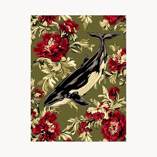 Malen Nach Zahlen Erwachsene, Malen Nach Zahlen Wal, DIY Set Erwachsene mit Acrylfarben Set Leinwand Bilder Blume 70x95 cm Pinselset, Paint by Numbers für Deko Wohnzimmer Geschenke für Frauen FYH-6337 von FANLIGZU
