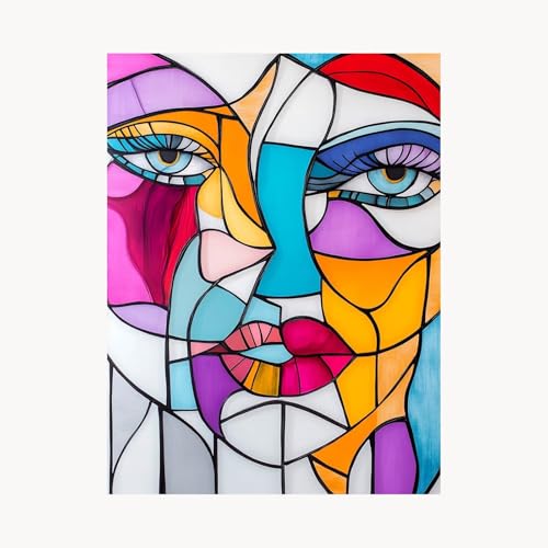 Malen Nach Zahlen Erwachsene Abstrakt Malen Nach Zahlen Kinder Gesicht, Basteln Erwachsene Leinwand Bilder 55 x 40 cm, DIY Set mit Pinsel Acrylfarben Farbe Leinwand, Geschenke für Frauen FYH-8085 von FANLIGZU
