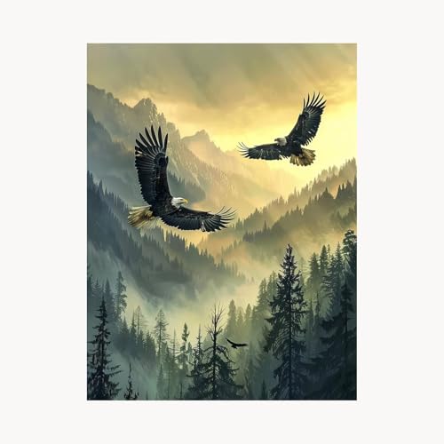 Malen Nach Zahlen Erwachsene Adler Malen Nach Zahlen Kinder Sonnenuntergang, Basteln Erwachsene Leinwand Bilder 40x30cm, DIY Set mit Pinsel Acrylfarben Farbe Leinwand, Geschenke für Frauen FYH-8718 von FANLIGZU