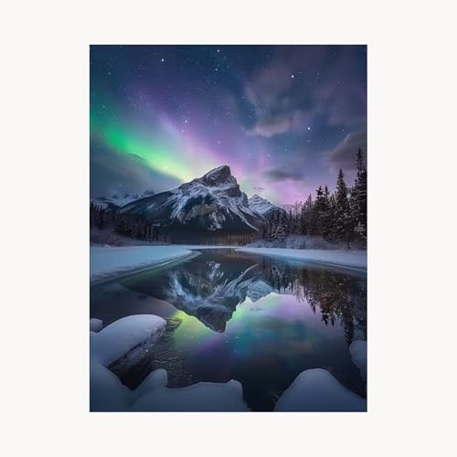Malen Nach Zahlen Erwachsene Aurora Malen Nach Zahlen Kinder Schneeberg, Basteln Erwachsene Leinwand Bilder 80 x 60 cm, DIY Set mit Pinsel Acrylfarben Farbe Leinwand, Geschenke für Frauen FYH-8941 von FANLIGZU