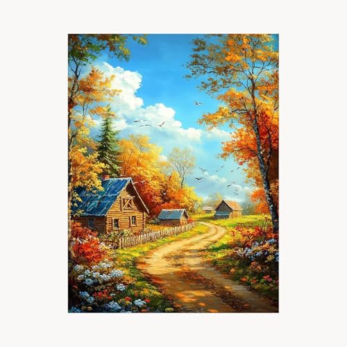 Malen Nach Zahlen Erwachsene Baum Malen Nach Zahlen Kinder Landschaft, Basteln Erwachsene Leinwand Bilder 70x50cm, DIY Set mit Pinsel Acrylfarben Farbe Leinwand, Wanddeko Geschenke für Frauen FYH-1461 von FANLIGZU