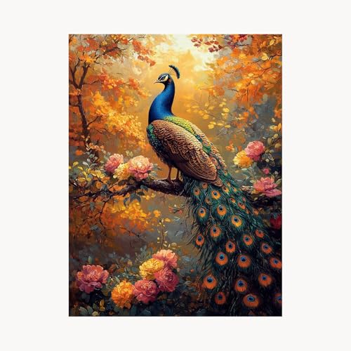 Malen Nach Zahlen Erwachsene Blume Malen Nach Zahlen Kinder Pfau, Basteln Erwachsene Leinwand Bilder 70x50 cm, DIY Set mit Pinsel Acrylfarben Farbe Leinwand, Zimmer Deko Geschenke für Frauen FYH-1571 von FANLIGZU