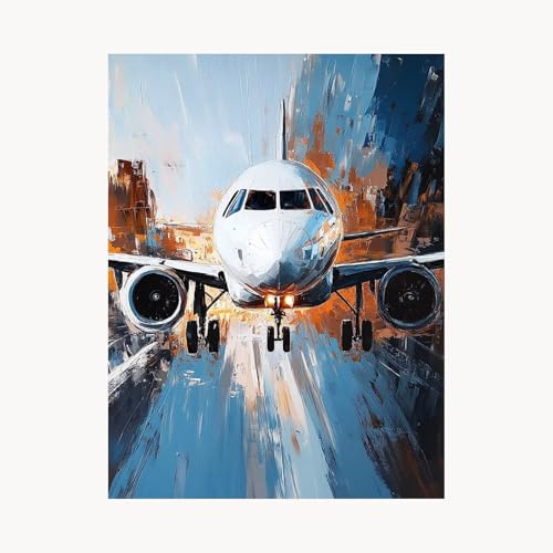 Malen Nach Zahlen Erwachsene Flugzeug Malen Nach Zahlen Kinder Abstrakt, Basteln Erwachsene Leinwand Bilder 95x70cm, DIY Set mit Pinsel Acrylfarben Farbe Leinwand, Geschenke für Frauen FYH-5746 von FANLIGZU