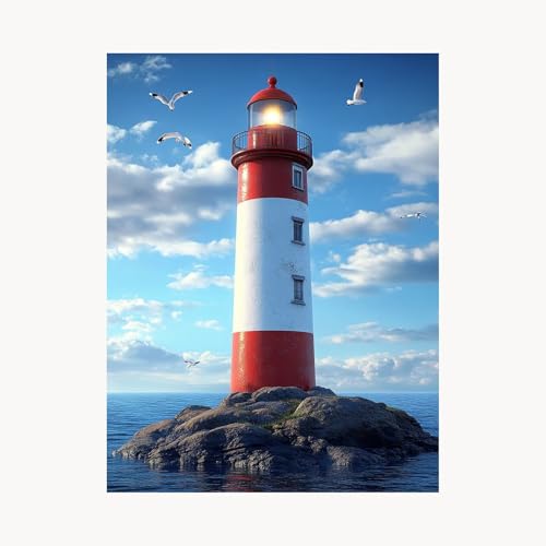 Malen Nach Zahlen Erwachsene Landschaft Malen Nach Zahlen Kinder Leuchtturm, Basteln Erwachsene Leinwand Bilder 110 x 80cm, DIY Set mit Pinsel Acrylfarben Farbe Leinwand, Geschenke für Frauen FYH-7894 von FANLIGZU
