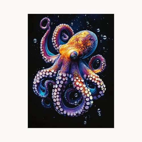 Malen Nach Zahlen Erwachsene Oktopus Malen Nach Zahlen Kinder Tier, Basteln Erwachsene Leinwand Bilder 80x60 cm,DIY Set mit Pinsel Acrylfarben Farbe Leinwand, Zimmer Deko Geschenke für Frauen FYH-7367 von FANLIGZU