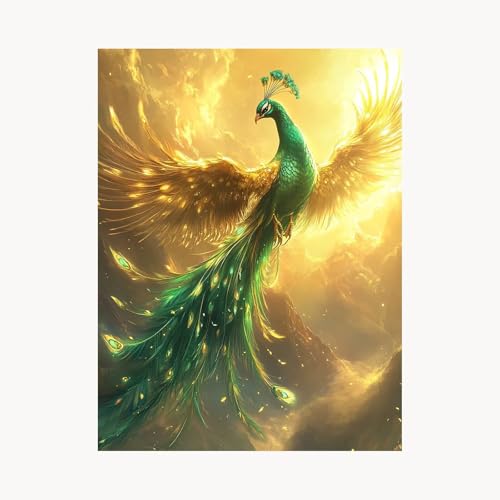 Malen Nach Zahlen Erwachsene Pfau Malen Nach Zahlen Kinder Landschaft, Basteln Erwachsene Leinwand Bilder 55 x 40 cm, DIY Set mit Pinsel Acrylfarben Farbe Leinwand, Geschenke für Frauen FYH-7231 von FANLIGZU