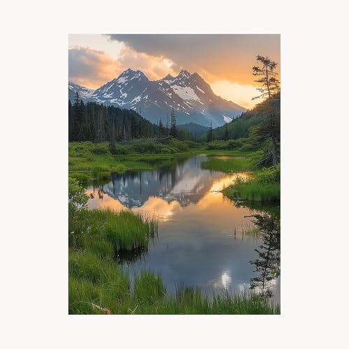 Malen Nach Zahlen Erwachsene See Malen Nach Zahlen Kinder Sonnenuntergang, Basteln Erwachsene Leinwand Bilder 70 x 50cm, DIY Set mit Pinsel Acrylfarben Farbe Leinwand, Geschenke für Frauen FYH-7159 von FANLIGZU