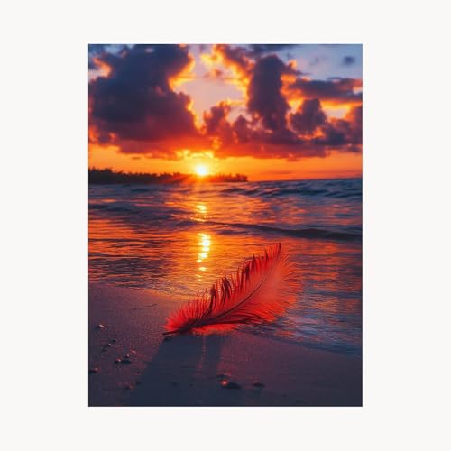 Malen Nach Zahlen Erwachsene Sonnenuntergang Malen Nach Zahlen Kinder Strand, Basteln Erwachsene Leinwand Bilder 110 x 80 cm, DIY Set mit Pinsel Acrylfarben Farbe Leinwand, Deko Wohnzimmer FYH-5649 von FANLIGZU