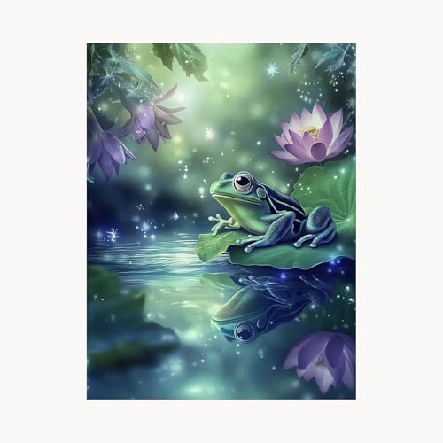 Malen Nach Zahlen Erwachsene Tier Malen Nach Zahlen Kinder Frosch, Basteln Erwachsene Leinwand Bilder 70 x 50 cm, DIY Set mit Pinsel Acrylfarben Farbe Leinwand, Wanddeko Geschenke für Frauen FYH-9001 von FANLIGZU