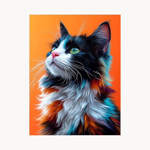 Malen Nach Zahlen Erwachsene Tier Malen Nach Zahlen Kinder Katze, Basteln Erwachsene Leinwand Bilder 40 x 30cm, DIY Set mit Pinsel Acrylfarben Farbe Leinwand, Zimmer Deko Geschenke für Frauen FYH-6242 von FANLIGZU