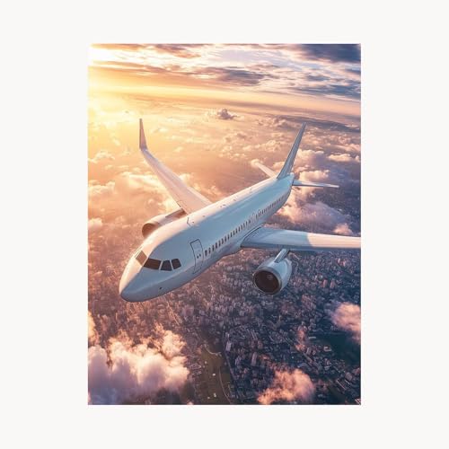 Malen Nach Zahlen Erwachsene Wolke Malen Nach Zahlen Kinder Flugzeug, Basteln Erwachsene Leinwand Bilder 110x80cm, DIY Set mit Pinsel Acrylfarben Farbe Leinwand, Wanddeko Geschenke für Frauen FYH-7198 von FANLIGZU
