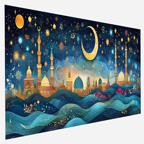Malen Nach Zahlen Moschee, Malen Nach Zahlen Erwachsene, Malen Nach Zahlen Kinder Sternenhimmel, Bastelset Erwachsene, Paint by Numbers öLgemäLde für Geschenk füR MäDchen 30x60cm (Ohne Rahmen) S-0-0 von FANLIGZU