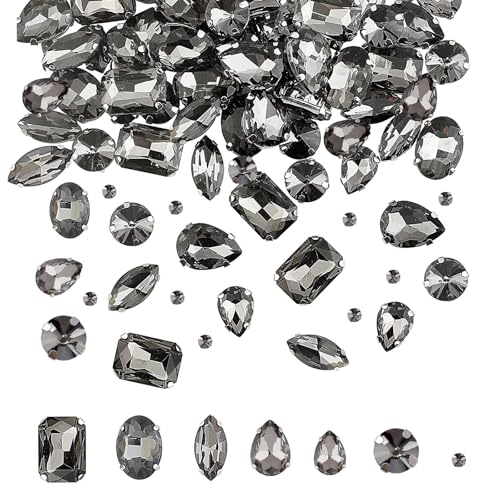 186 Stück Grau Glass Rhinestones,Strasssteine Zum,Strasssteine Zum Aufnähen,Große Strasssteine,Strasssteine Kristall,Schmucksteine, Kleidung Diy Handwerk Kleidung Schuhe Taschen (Grau) von FANNAS