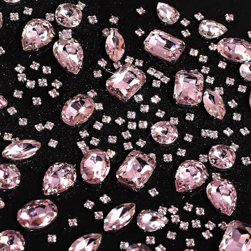 186 Stück Rosa Glass Rhinestones,Strasssteine Zum,Strasssteine Zum Aufnähen,Große Strasssteine,Strasssteine Kristall,Schmucksteine, Kleidung Diy Handwerk Kleidung Schuhe Taschen (Rosa) von FANNAS