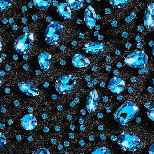 186 Stück Seeblau Glass Rhinestones,Strasssteine Zum,Strasssteine Zum Aufnähen,Große Strasssteine,Strasssteine Kristall,Schmucksteine, Strasssteine Gro Blau Diy Handwerk Kleidung (Seeblau) von FANNAS