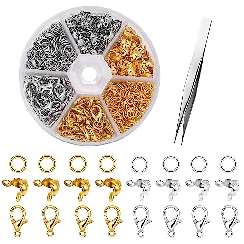 450 Stück Kettenverschluss Karabinerverschluss Set mit Offenem Biegeringe und Perlenspitzen Halskettenverschluss Armband Verschluss Schmuck Verschlüsse für Schmuckherstellung (mit Pinzette) 450 Stück Kettenverschluss Karabinerverschluss Set mit Offenem Biegeringe und Perlenspitzen Halskettenverschluss Armband Verschluss Schmuck Verschlüsse für Schmuckherstellung (mit Pinzette) von FANNAS