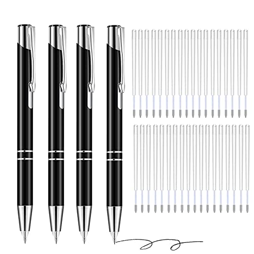 FANNAS Kugelschreiber 4 Stück Gelstifte mit 36 Auswechselbarer Kugelschreiberminen (1,00 mm), Ergonomische Tintenroller Druck Gelschreiber Hochwertig Großraumine Schreibfarbe: Schwarz von FANNAS