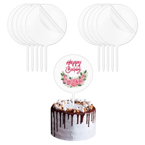 10 Stück Acryl Kuchen Topper, DIY Acryl Torten Topper, Transparente Tortenaufsätze aus Acryl,Geburtstagstorte zum Dekorieren von Partyzubehör von FANNITE