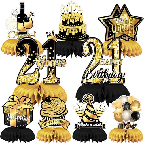 FANOST Tischdekoration zum 21. Geburtstag, für Sie und Ihn, 9 Stück, goldfarben und schwarz, Party-Tischaufsätze für den 21. Geburtstag, legale Tischdekoration für Erwachsene, Jungen, Mädchen, 21. FANOST Tischdekoration zum 21. Geburtstag, für Sie und Ihn, 9 Stück, goldfarben und schwarz, Party-Tischaufsätze für den 21. Geburtstag, legale Tischdekoration für Erwachsene, Jungen, Mädchen, 21. von FANOST