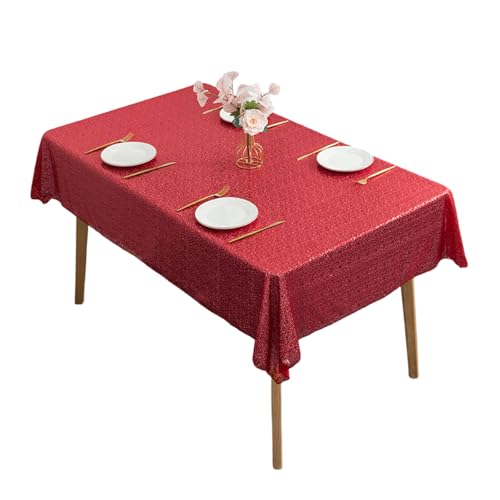 FANSHINUO Bestickte Pailletten-Tischdecke aus Polyester, elegantes Blumendesign, auslaufsicherer Stoff für Esstischdekoration von FANSHINUO