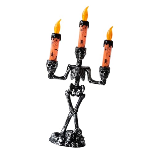 FANSHINUO Halloween-Skelett-Kerzenständer, LED-Licht, flammenlose Kerze, Schreibtischlampe für Kaminsims, Tischdekoration, Zuhause, Party, Tafelaufsätze von FANSHINUO