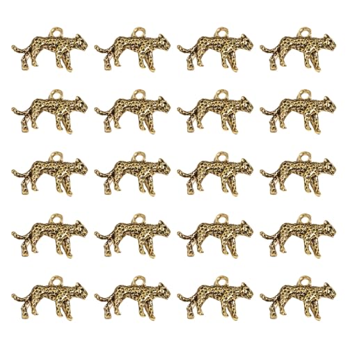 FANSHINUO Leoparden-Anhänger aus Legierung für handgefertigte Schmuckherstellung, Tier-Anhänger für Halsketten und Armbänder, Schlüsselanhänger, Zubehör, 20 Stück von FANSHINUO