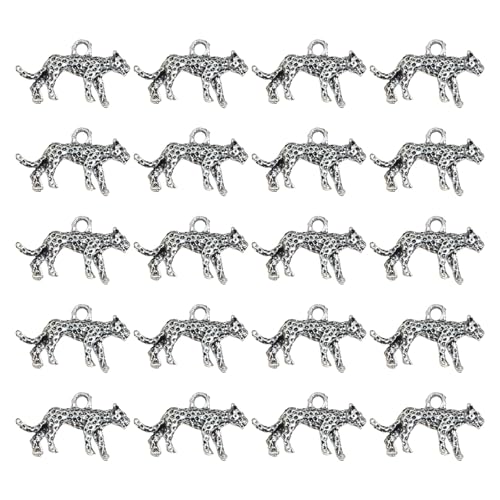 FANSHINUO Leoparden-Anhänger aus Legierung für handgefertigte Schmuckherstellung, Tier-Anhänger für Halsketten und Armbänder, Schlüsselanhänger, Zubehör, 20 Stück von FANSHINUO