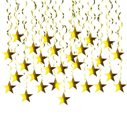 Goldener Stern Hängende Dekoration Praktische Festival Partys Essential Ornament Gold Wirbel Stern Hängende Anhänger Geburtstag Party Zubehör von FANSHINUO