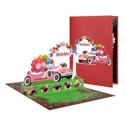 Wunderschön gearbeitete Popup-Karte, faltbare Hochzeitsauto-Grußkarte, stilvolles Ornament für besondere Anlässe Wunderschön gearbeitete Popup-Karte, faltbare Hochzeitsauto-Grußkarte, stilvolles Ornament für besondere Anlässe von FANSHINUO