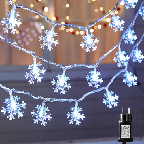 Schneeflocke Lichterketten Außen,10M 100 LED Lichterkette weihnachtsbaum 8 Modi Wasserdicht Lichterkette Weihnachten Weihnachtsdeko Außen Innen Tannenbaum Weihnachtsbeleuchtung Garten Hochzeit Party von FANSIR