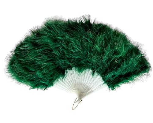 FANSofFANS Marabou Feder Hand Fan 45cm, Kostüm Hochzeit Gunsten Geschenk im Freien Vintage Dance Photoshoot (Emerald Green) von FANSOF.FANS